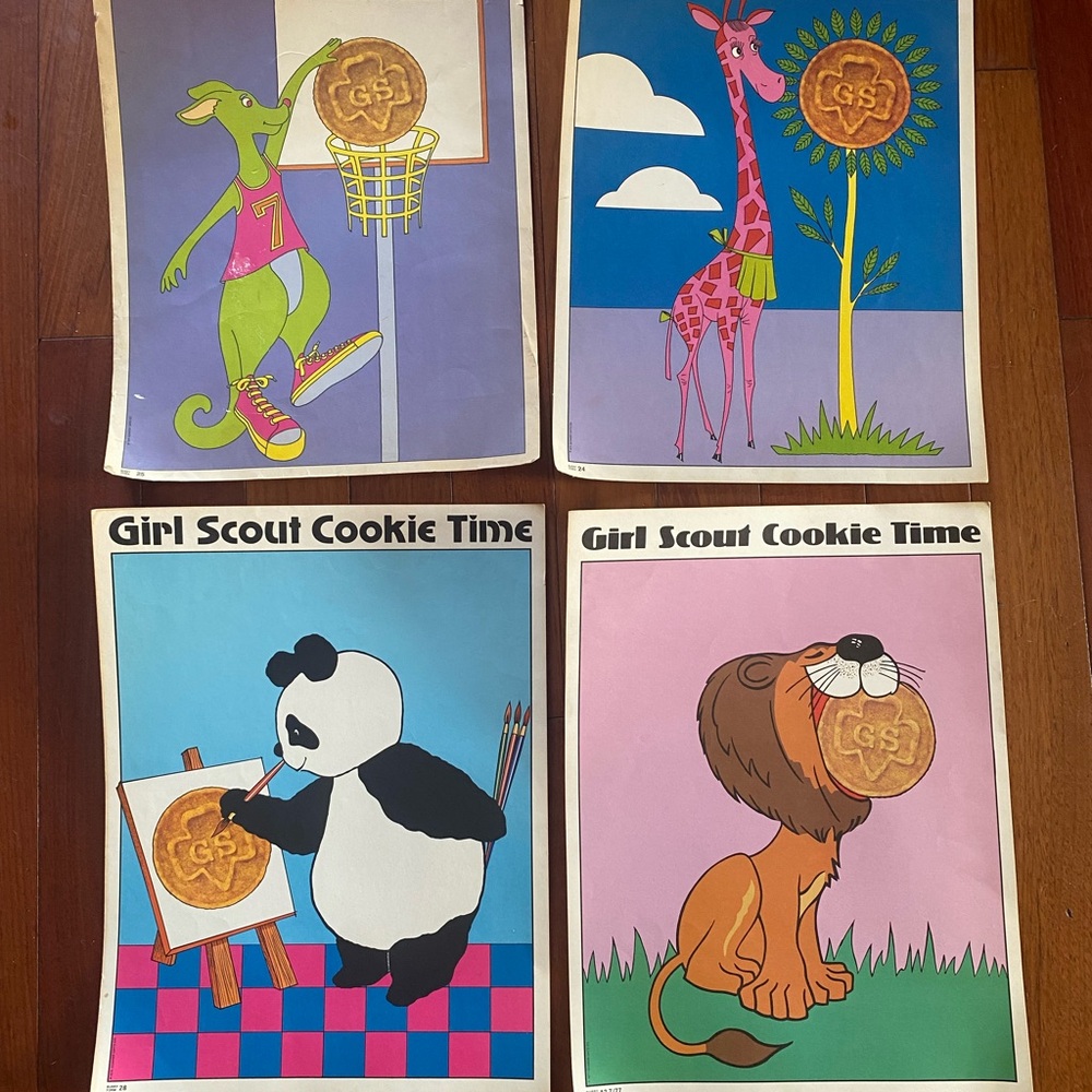 Vintage‎ Girl Scout Cookie Time Art Poster Set 1974-onward